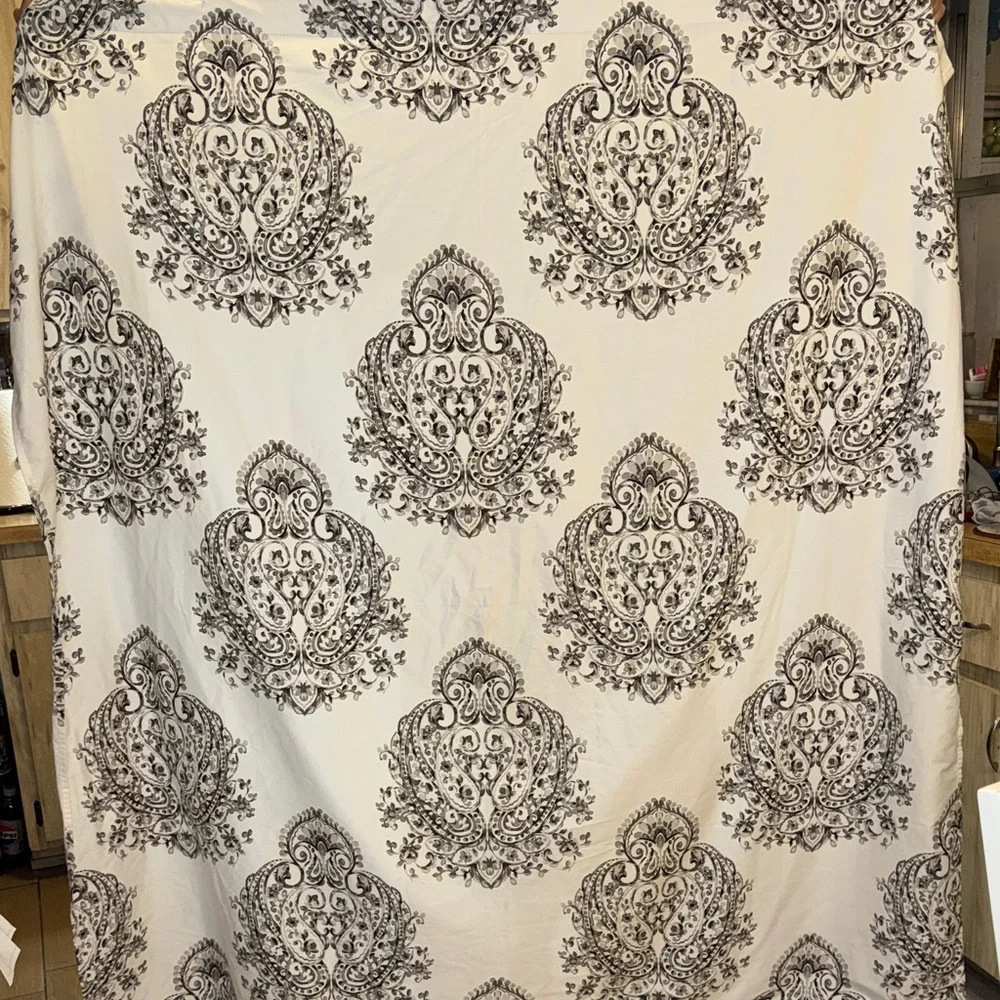 Tahari Damask Patterned Fabric Shower Curtain
